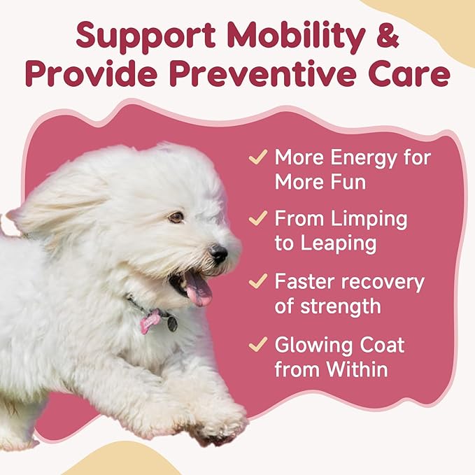 Glucosamine for Dogs - Joint Supplement for Dogs with Chondroitin, MSM, Omega 3, Hemp, Turmeric for Dog Joint Pain Relief, Dog Joint Supplement with Calcium Support Cartilage & Bone Health, 180 Chews-Mewly Pet