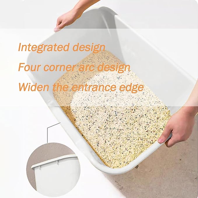 Vealind 2 Extra Large Cat Litter Box with High Sides, XL Litter Boxes for Indoor Big Cats, Grey Big Tall Deep High Wall Litter Box for 2 or Multiple Cats-Mewly Pet