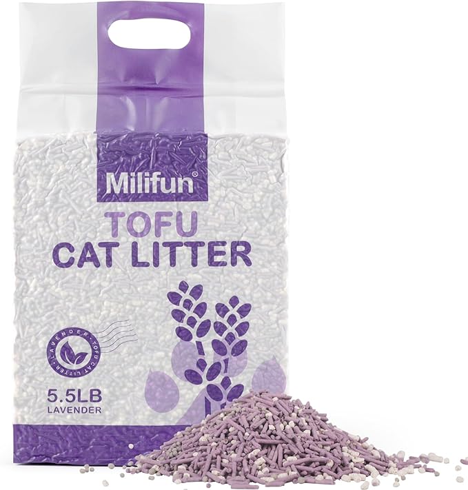 Tofu Cat Litter, Dust-Free Kitty Litter, Fast Drying, Ultra Absorbent Clumping Cat Pellets, Lavender Odor Control, Less Scattering, Dust-Free Mixed Tofu.-Mewly Pet