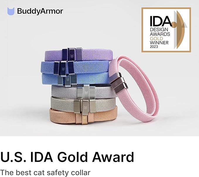 Safety Cat Collar - U.S. IDA Gold Awarding Design, Stretch Non Breakaway Elastic Quick Release, Light Weight Adjustable for Kitten, Neck Fit 7.8'-15.7' for All Small Large Cats,M(Blurple)-Mewly Pet