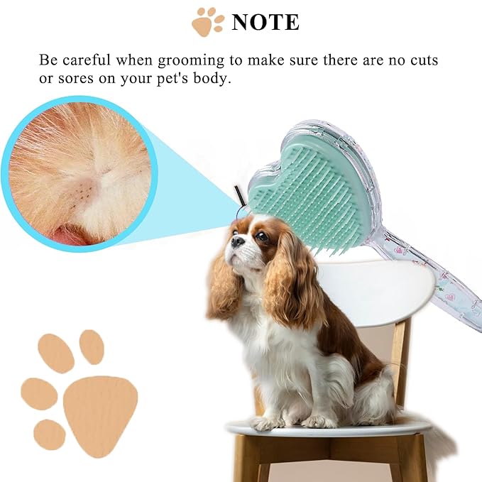 Small Dog Brush, Soft Dog Grooming Comb for Shih Tzus, Yorkies, Maltipoos, Maltese, Love Shape Puppy Massaging Pet Hair Brush, Cat Brush, for Small Dogs Cats of All Hair Types (Sky Blue)-Mewly Pet