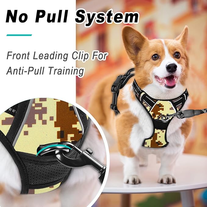BARKBAY No Pull Dog Harness Large Step in Reflective Dog Harness with Front Clip and Easy Control Handle for Walking Training Running(Desert camo,S)-Mewly Pet