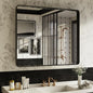 ISKM Black Bathroom Mirror for Wall 44" x 36" Matte Black Framed Vanity Mirror, Shatter-Proof, Tempered Glass, Rounded Rectangle Mirror(Horizontal/Vertical)