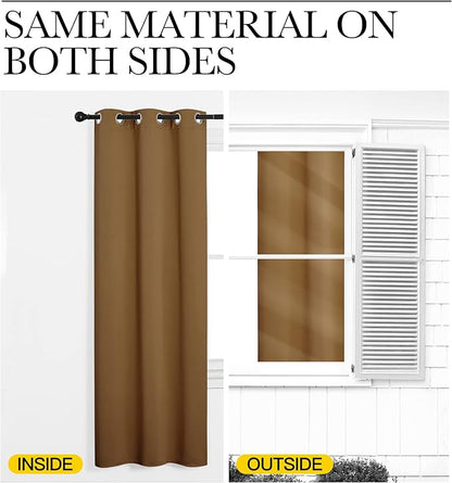 NICETOWN Sleek Blackout Curtains 68 inches Length for Windows, Noise Reducing and Block Draft Panels for Door Doorway Laundry Office Luxury Decor Theme (2 Panels, Gold Brown, W55 x L68 -Inch)