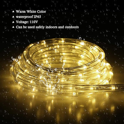 50Ft LED Rope Lights, Cuttable LED Strip Lights Outdoor Waterproof Decorative Lighting for Indoor/Outdoor Decorations,Eaves,Backyards Garden,Party and Bedroom Decorations(Warm White)