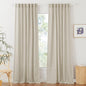 RYB HOME Semi Sheer Curtains for Sliding Glass Door, Linen Texture Farmhouse Country Curtains Brighten Living Space Office Sitting Area Bedroom, Angora, W 52 inch x L 90 inch, 2 Pcs