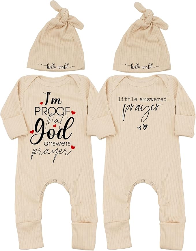 Little Answered Prayer Bodysuit Infant Romper Baby Announcement 0-3 Months Clothes Cute Religious Boys Girls Outfit