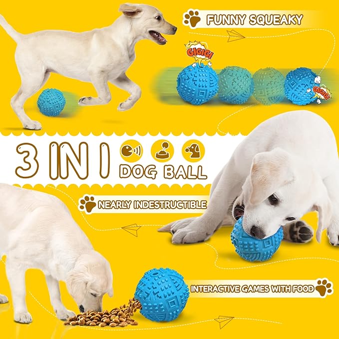 LEGEND SANDY Dog Balls Treat Dispensing Dog Toys for Aggressive Chewers Large Breed, Nearly Indestructible Squeaky Puppy Chew Toys for LargeBreeds, Natural Rubber Doggie Puzzle Toys, Pet Treat Ball-Mewly Pet