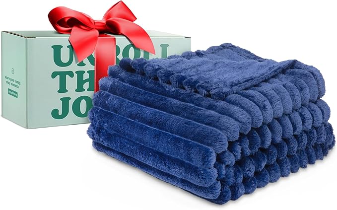 GO Premium Plush Soft Throw Blanket for Couch - Navy Blue Fleece Blanket for Living Room, Bedroom, Home Decor - Small Couch Blanket for Men, Women (50x60 Inches)