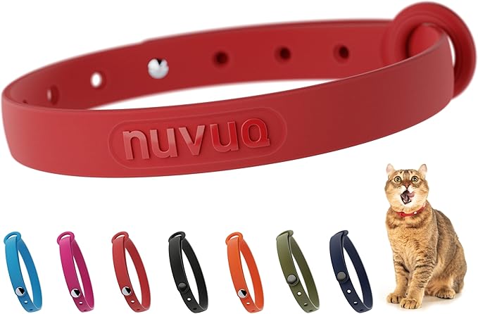 Red Cat Collar - Soft, Comfortable, and Lightweight Breakaway Collar with Name Tag Ring for Outdoor Cats and Sensitive Skin Kittens by Nuvuq (6 ⅞" to 10 ¼", Red)-Mewly Pet