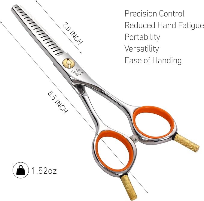 Fenice Peak 5'' Small Thinning Scissors Lightweight Dog and Cat Grooming Scissors with Safety Round Tip JP440C Stainless Steel Sharp Blades for Body Facial Nose Ear and Paw Hair Easy Use-Mewly Pet