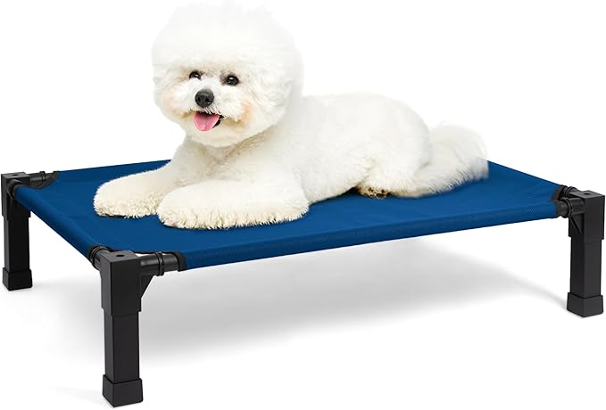 Heeyoo Elevated Dog Bed, Cooling Raised Pet Cot with Chew Proof Washable Breathable Mesh and Metal Frame, Portable Dog Cot Bed with No-Slip Feet for Outdoor or Indoor Use-Mewly Pet