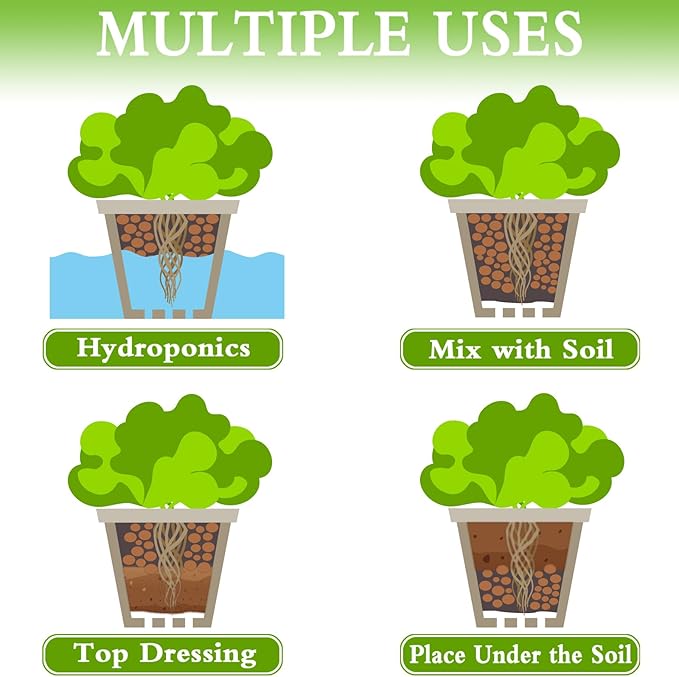 Halatool 10LB Leca Clay Pebbles for Plants 4mm-16mm Clay Balls 100% Natural Hydroton Leca Balls for Indoor Plants Hydroponic Growing Gardening Orchids Drainage Decoration Aquaponics-Mewly Pet