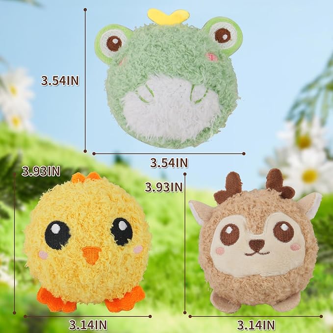 DKING 3Pack Squeaky Dog Balls,2 in1 Funny Puppy Ball Toys,Birthday Dog Toy for Small Medium Dogs (Farm Ball)-Mewly Pet