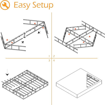 California King Box Spring 9 Inch, Heavy Duty Metal Box Spring Bed Base with Fabric Cover, Mattress Foundation, Easy Assembly, Noise Free, Black