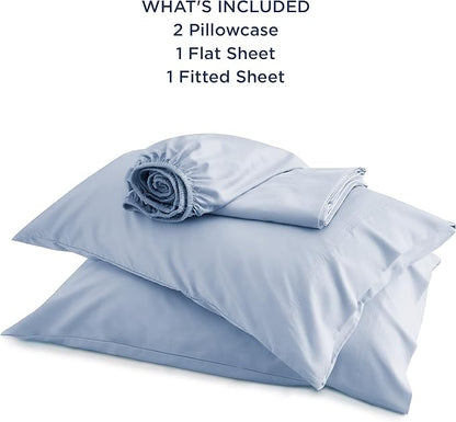 Bedsure Full Size Bed Sheets, Cooling Sheets, Rayon Derived from Bamboo, Breathable & Soft, Deep Pocket Up to 16 Inches, Hotel Luxury Silky Bedding for Hot Sleepers, Dusty Blue