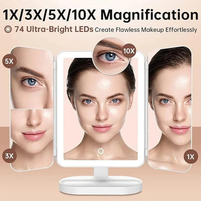 Glisera Smart Mirror, Trifold Led Makeup Mirror, Aristoparis Makeup Mirror, Glisera Makeup Mirrors, Glisera Smart Mirror with Lights,LED Trifold Vanity (Black)