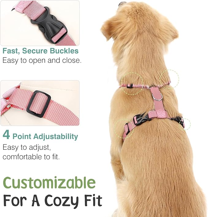 Dog Seat Belt, Safety Vest Dog Car Harness with Adjustable Buckle Dog Seat Belt for Vehicle Nylon Pet Safety Seat Belts Heavy Duty(M, Pink Daisy)-Mewly Pet