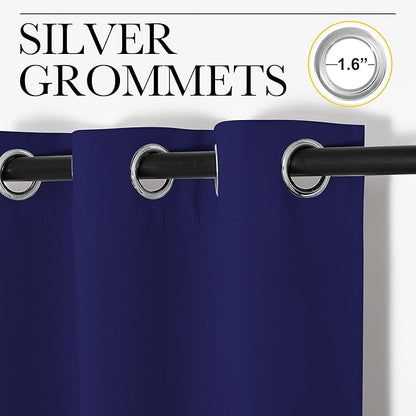 NICETOWN Navy Blue Blackout Curtains 90 inches Length for Living Room, 2 Panels, 55" Wide, Thermal Insulated Long Drapes for Large Window