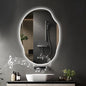 Irregular Led Bathroom Mirror with Bluetooth, 22 x 30 Inch Lighted Mirrors, Backlit Mirror with Anti-Fog, Memory Function, 3 Color Temperature, Dimmable Asymmetrical Led Mirror