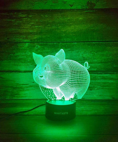 Pig 3D Decor Lamp with Remote, Toys for Girls Boys Room, Night Light Bedside Gifts for Kids Baby