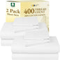 California Design Den 2-Pack 100% Cotton King Size Sheets Set 400 Thread Count Sateen - Extra Soft, Breathable & Cooling Sheets, Wrinkle Resistant, 2 Sets of Deep Pocket Bed Sheets - Antique White