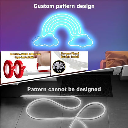 Cozylady 120Ft (60Ft * 2 Rolls) RGB LED Neon Rope Lights for Bedroom, 36m LED Strip Lamp with Double Sided Adhesive Tape, App/Remote Control DIY Lights Decorate The Outdoor and Indoor of Your Home