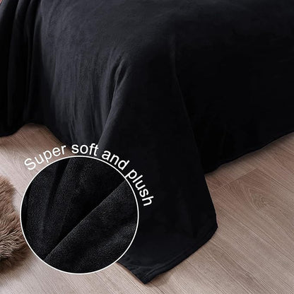 Exclusivo Mezcla Fleece Blanket King Size for Bed, Super Soft and Warm, All Season Use, Cozy, Plush, Lightweight, 90x104 Inches, Black