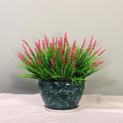 Artificial Plants Outdoor 12 Bundles Fake Monkey Grass Fade Resistant Plastic Faux Flowers Look Real for Porch Patio Home Garden Pot Decor (12 Bundles Pink Monkey Grasses)