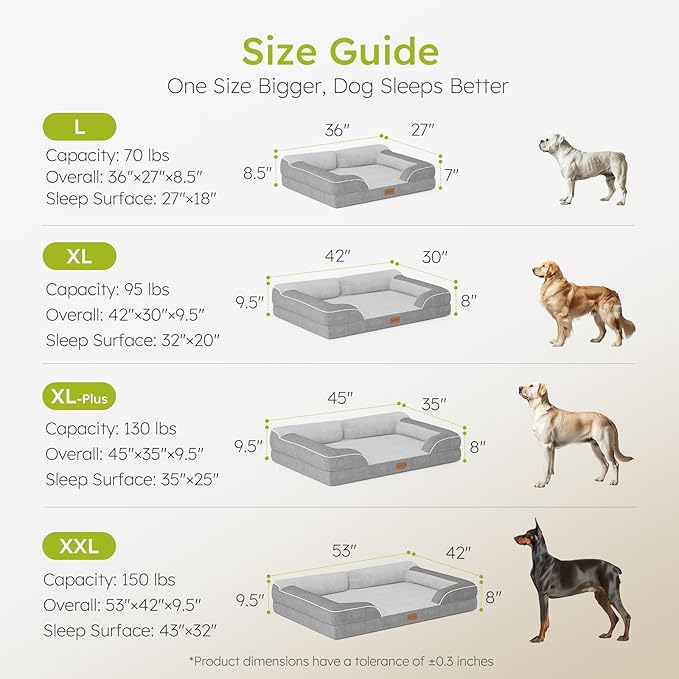 Dog Beds for Large Dogs, Orthopedic Dog Bed with Cooling Gel Memory Foam, Waterproof Large Pet Bed with Removable Washable Cover, 36" Pet Sofa Couch Dutch Velvet with Bone Toy, Light Gray-Mewly Pet