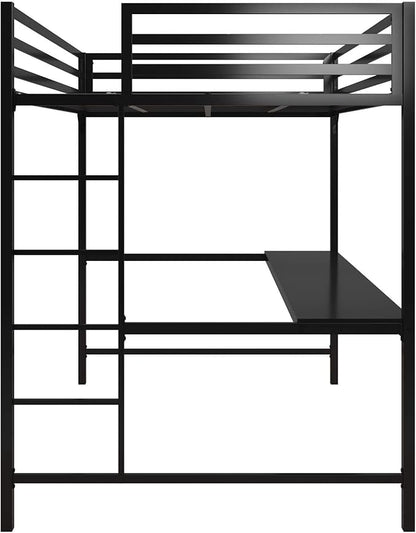 DHP Miles Metal Full Loft Bed with Desk, Black