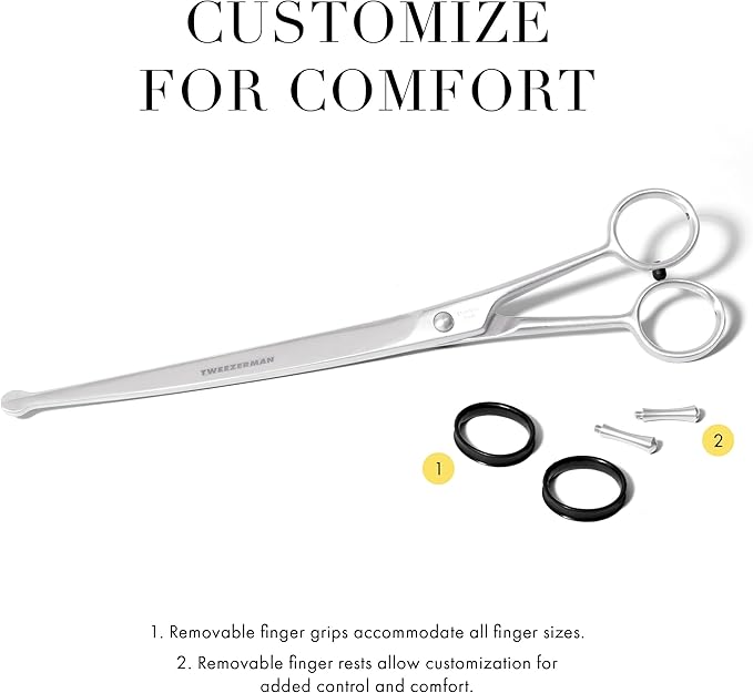 Tweezerman 9" Pet Grooming Scissors with Safety Round Tips, Professional Curved Grooming Shears for Medium to Large Dogs-Mewly Pet