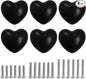 Ceramic Drawer Knobs Heart Shape Cabinet Dresser Pulls Handles with 3 Sized Screws, Kitchen Furniture Knobs for Closet Cupboard Wardrobe (6, Black)