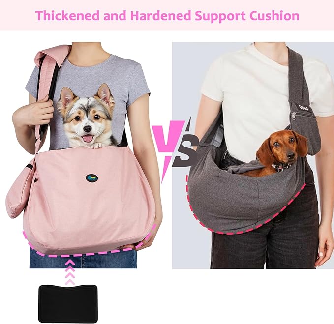 Ownpets Pet Dog Sling Carrier Bag Adjustable Padded Strap Dog Hand Free Safe Mesh Pet Carrier for Small Medium Dog Cat (Pink)-Mewly Pet