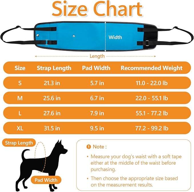Dog Lift Harness Dog Sling for Large Dogs, Portable Dog Carrier Sling for Back Legs, Ajustable Hip Support Harness for Weak Rear Leg, Assist Senior Disabled Joint Injuried and After ACL-Mewly Pet