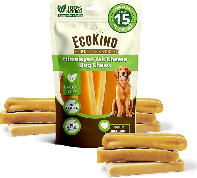 EcoKind Premium Gold Monster Yak Cheese Himalayan Dog Chew, Dog Treats Large Breed, All Natural, High Protein, for Aggressive Chewers, XL - 15+ Chews (5 lbs)-Mewly Pet