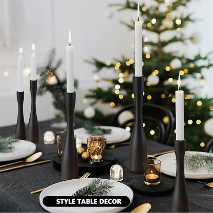 Candle Holder Black Candlestick Holders,Taper Candle Holders for Candlesticks Set of 3,(12"/10"/7.5" H) Tall Wooden Modern Candle Sticks Candle Holder for Decor