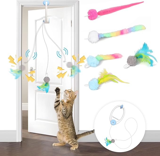 5 Pack Cat Toy Replaceable Feathers for Interactive Cat Toys with Remote Control, Cat Feather Toys Attachments for Indoor Cats Exercise and Play (Not Include Cat Toy, Only Accessories)-Mewly Pet