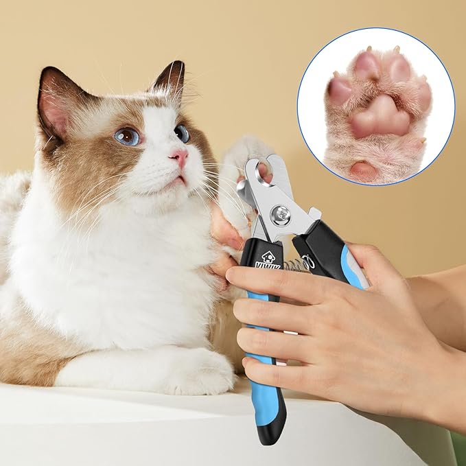 VIWIK Dog Nail Trimmers for Large Medium Dogs, Cats, Professional Dog Nail Clippers with File Quick Sensor & Safety Guard to Avoid Overcutting, Pet Claw Paw Clipper for Grooming with Toenail File Blue-Mewly Pet