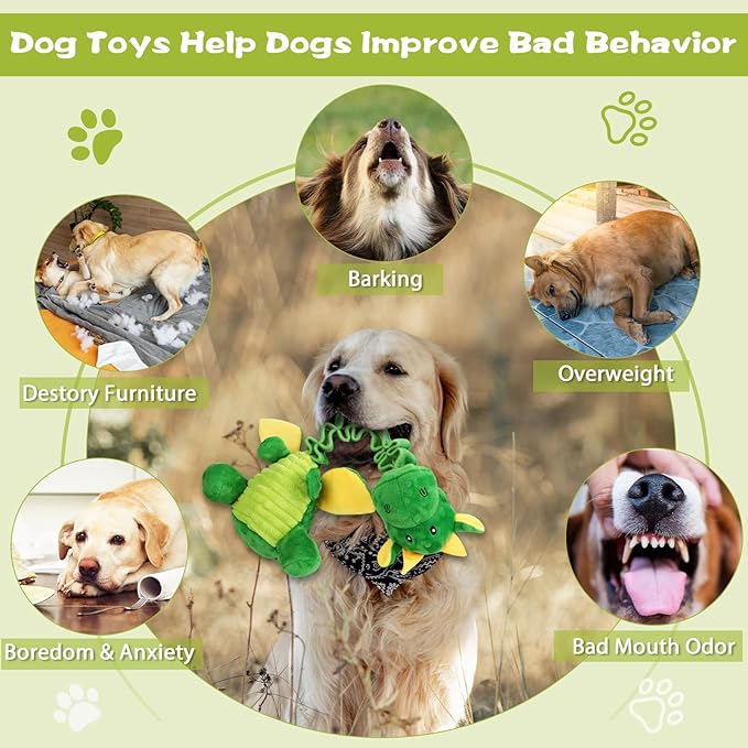 Large Squeaky Dog Toys, Tug-of-War Puppy Toys with Crinkle Paper, Stuffed Plush Animal Dog Toys to Keep Them Busy, Bonding Time Pet Toys for Small, Medium, Large Dogs-Mewly Pet