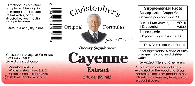 Christopher's Original Formulas Cayenne Extract - 2 fl oz Liquid | Premium Herbal Supplement for Wellness-Mewly Pet