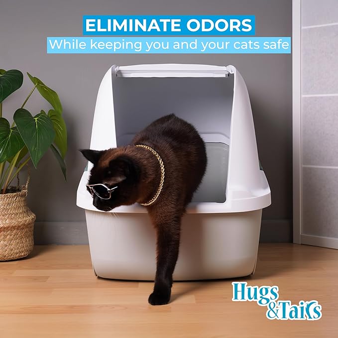 Cat Litter Deodorizer – Pet Safe Odor Eliminator & Housebreaking Supplies for Cats, Kittens, & Small Pets – Natural, Unscented, Non Toxic, Low Dust, 2 lbs, by HugsandTails-Mewly Pet