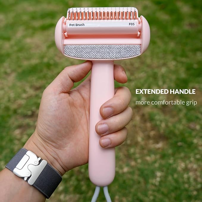 Self Cleaning Grooming Brush for Shedding Pets Rake Gently Removes Loose Undercoat Mats Tangled (Pink)-Mewly Pet