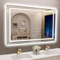 LED Bathroom Mirror, 60"x 30" with Front and Backlit, Anti-Fog, Large Bathroom Vanity Mirror for Wall, Memory Function, Stepless Dimmable, Tempered Glass (Horizontal/Vertical)
