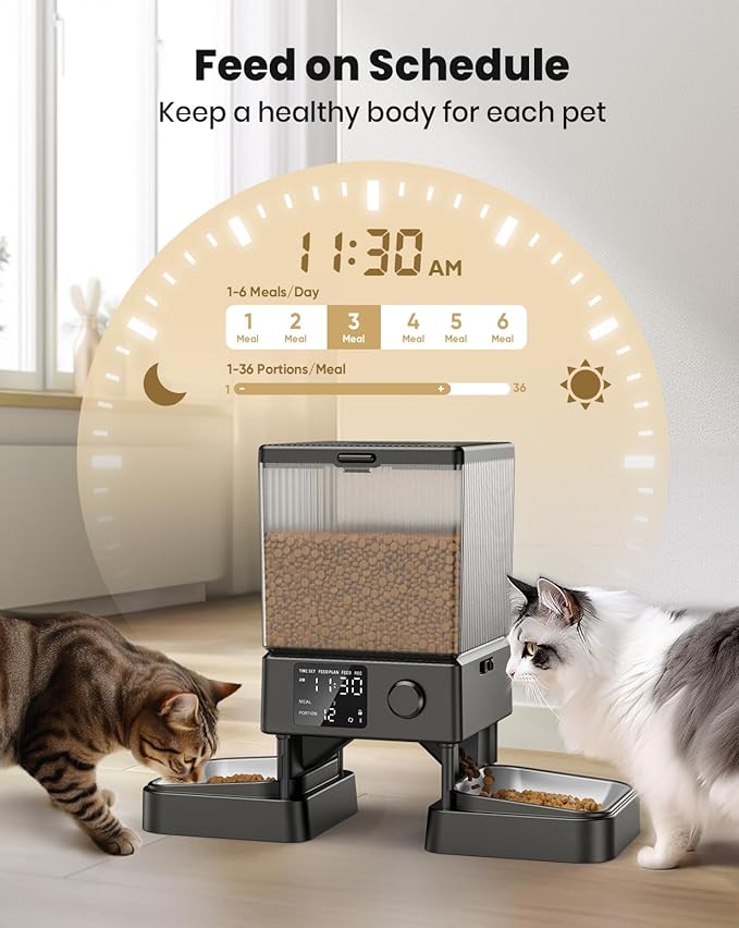 oneisall Automatic Cat Feeder for 2 Cats, 20 Cups/5L Automatic Cat Food Dispenser for Small Pets Indoor, Timed Cat Feeder for Dry Food-Mewly Pet