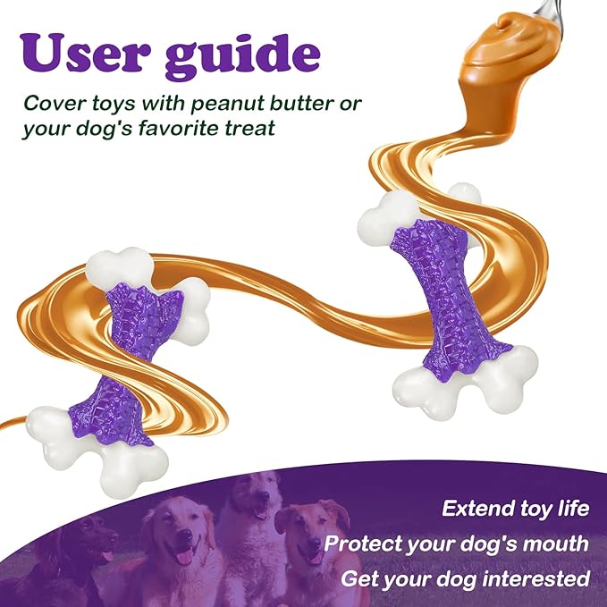 Tough Dog Chew Toys for Aggressive Chewers Large Medium Breed Bacon Flavor, Bone Toy Dog, Nylon Heavy Duty Extreme Indestructible Teething Training-Mewly Pet