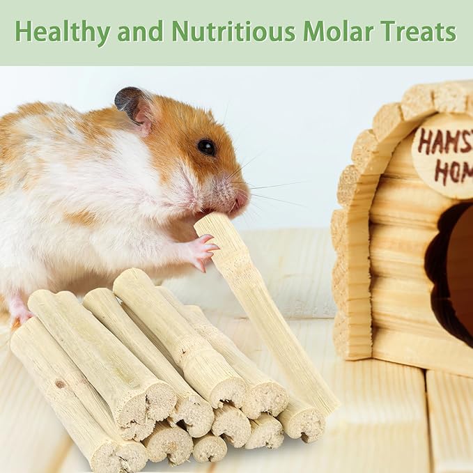 PEASUG 300g Sweet Bamboo Chew Sticks for Rabbits, Natural Bunny Chinchilla Chew Sticks Toys, Small Animal Teeth Grinding Toys and Molar Treats for Chinchilla, Guinea Pigs, Squirrel, Hamster-Mewly Pet