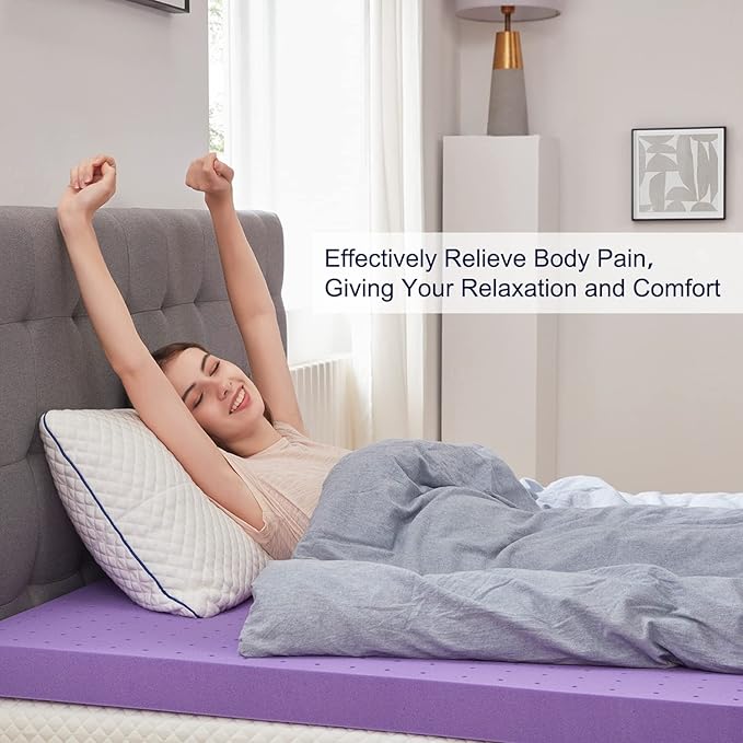 SINWEEK 4 Inch Gel Memory Foam Mattress Topper Ventilated Soft Pressure Relieve Mattress Pad, Breathable Bed Topper, CertiPUR-US Certified, King Size