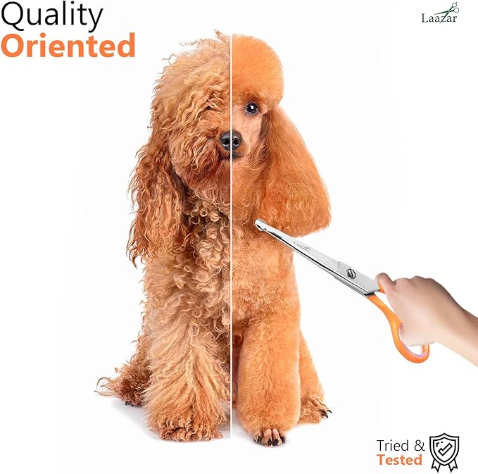 Professional Rounded Dog Scissors - Sharp Stainless Steel Blades with Colorful Handles, Safe and Easy-to-Use Pet Scissors for Long Lasting Grooming at Home-Mewly Pet
