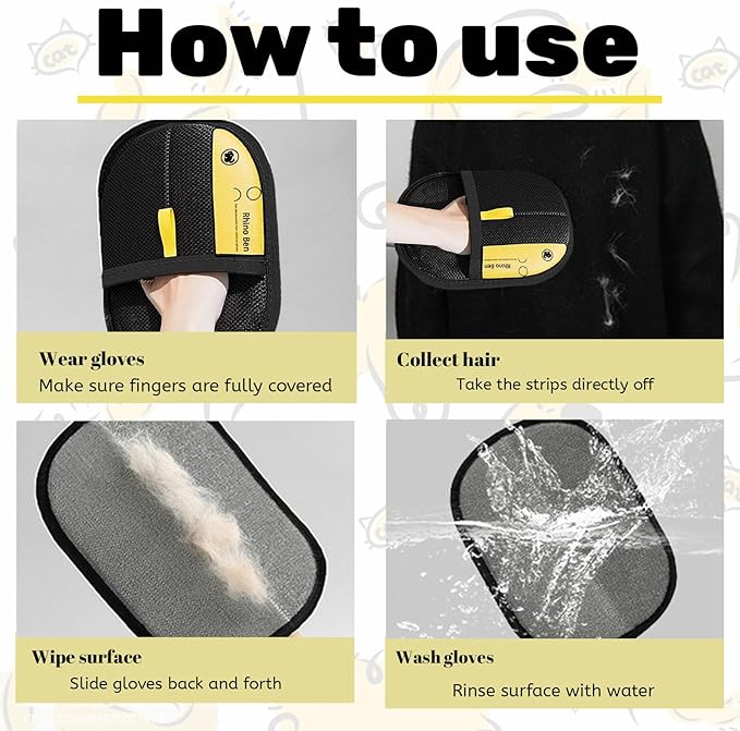 Pet Hair Remover, Brush Pet Hair, Pet Hair Removal Glove, Electrostatic Gloves Pet Hair Removal, Upgrade Reusable for Couch Furniture Carpet (3 PCS)-Mewly Pet